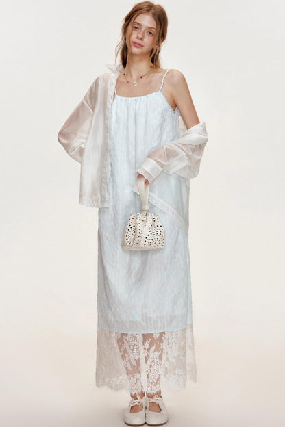 Ocean Blue Lace A-Line Dress