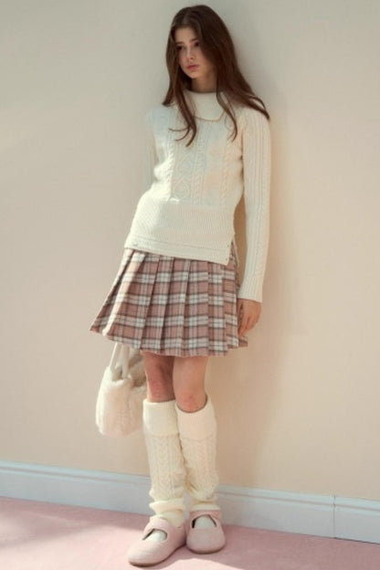 Twist Semi-Turtleneck Warm Knit Sweater