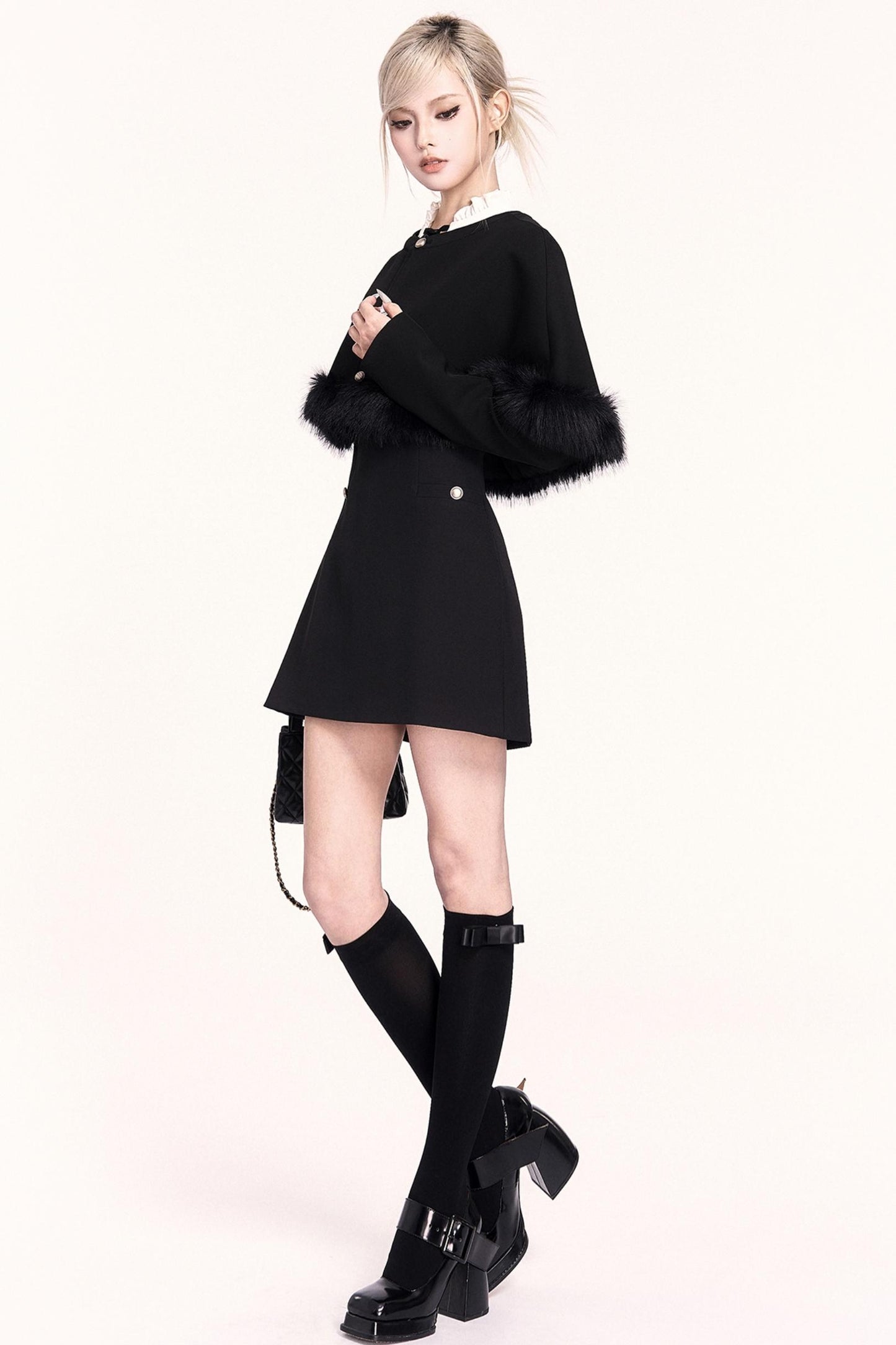 Atmospheric Woolen Shawl Dress Set-Up