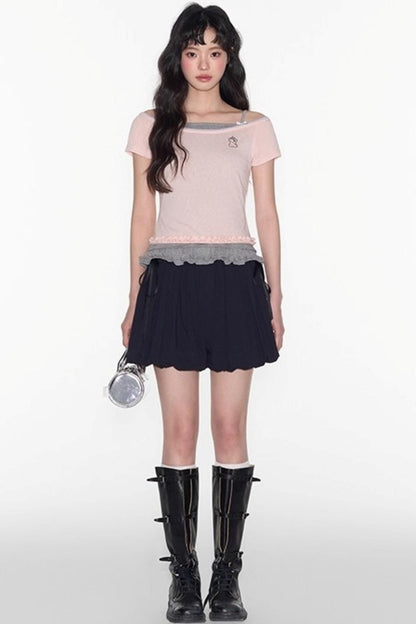 Nap Embroidery Short Sleeve T-Shirt