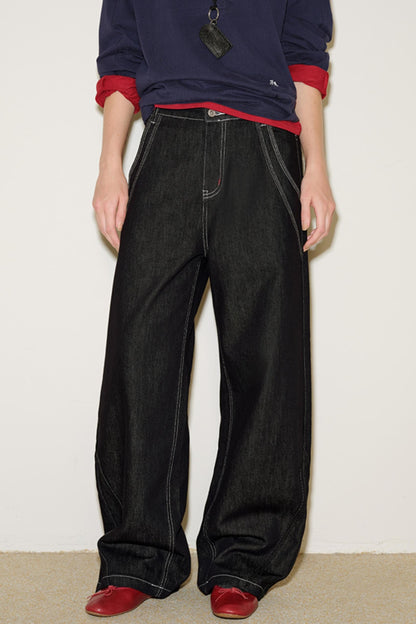 Retro Red Knot Denim Pants