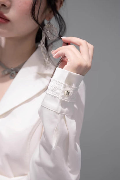 Cloud White Waist-Cinching Shirt