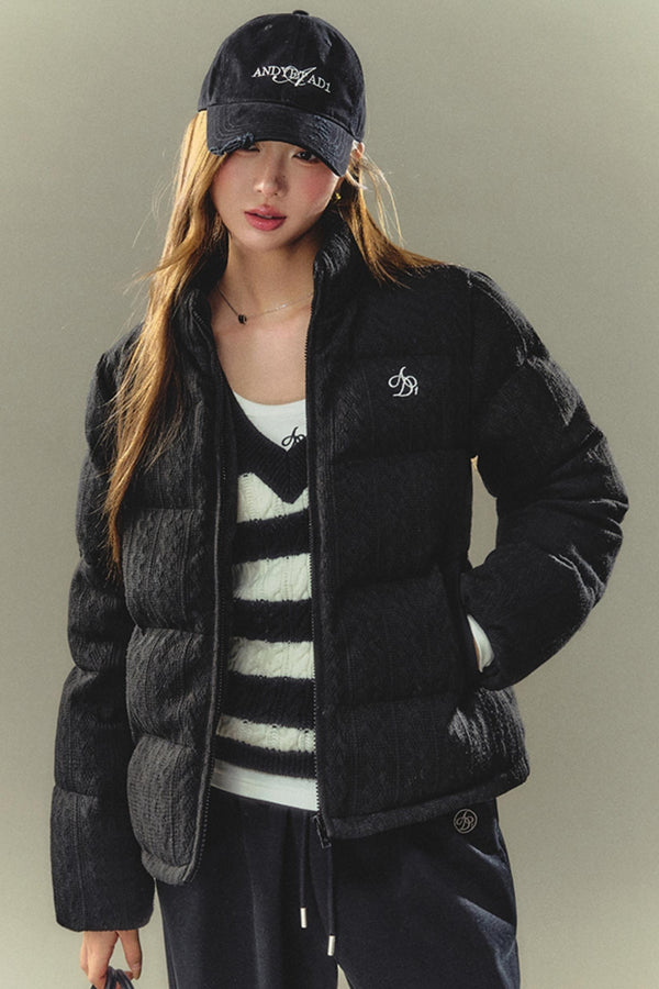 심플 니트 스트레이트 면 코트 