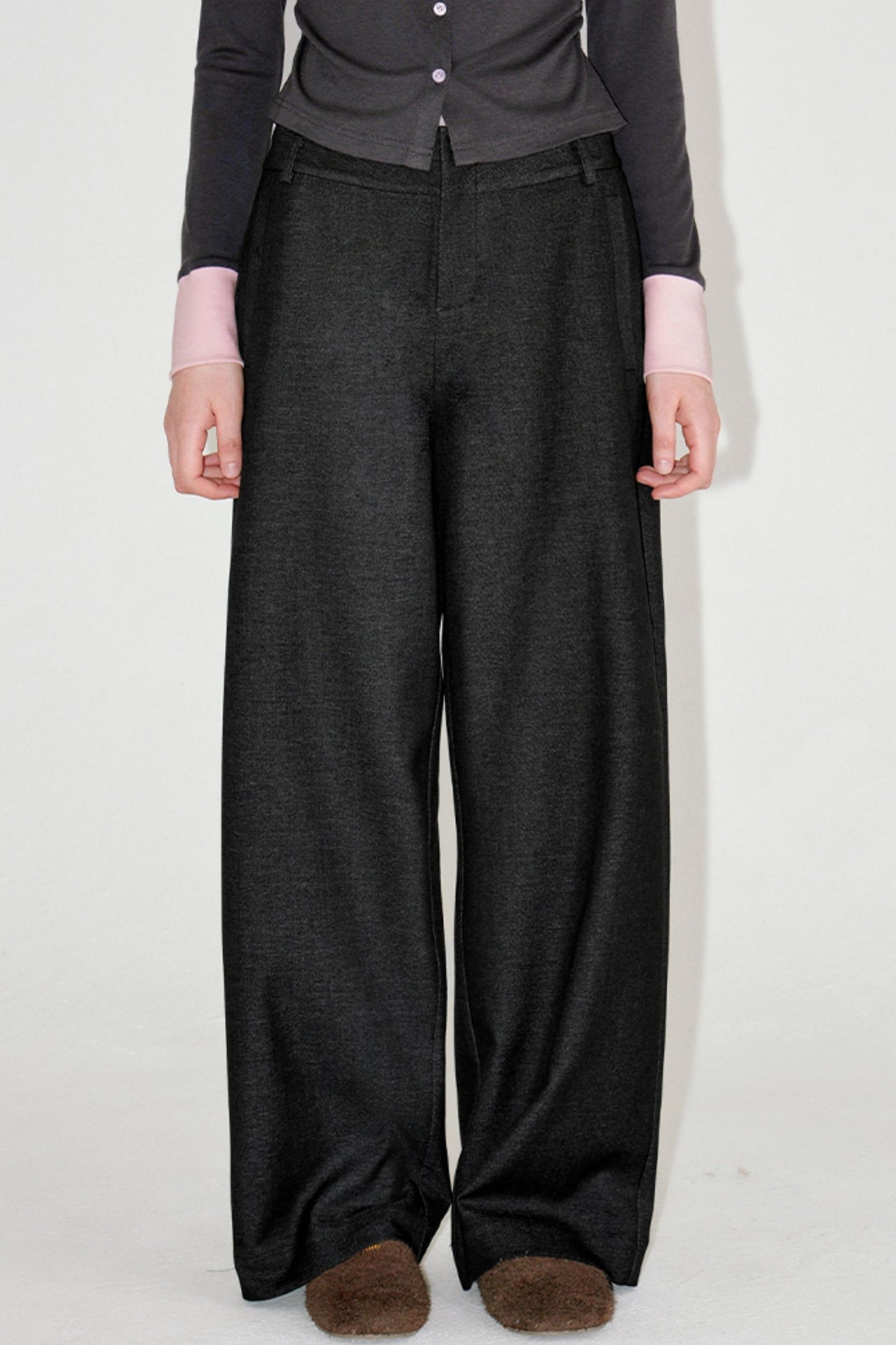 Sophisticated Double-Waistband Suit Pants