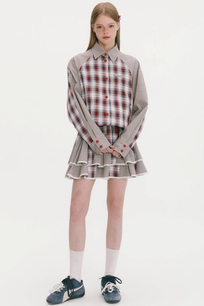 Wave Splicing Pleated Short Skirt