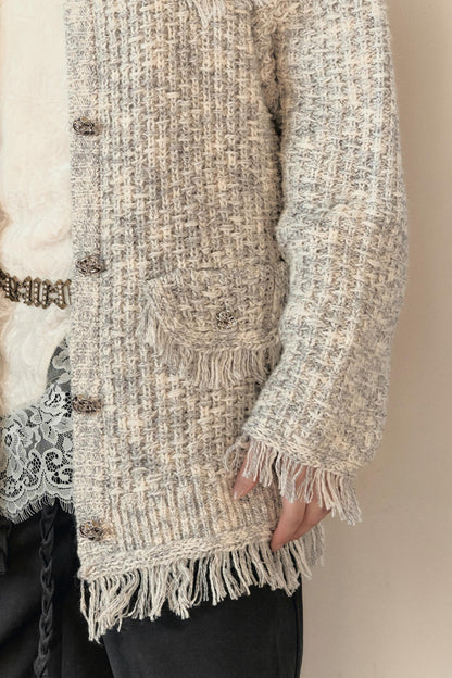 Knitted Cardigan with Scarf Set-UP