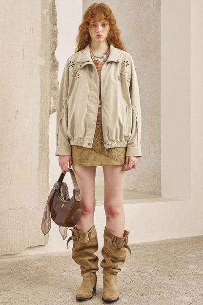 Stand-Up Leather Jacket