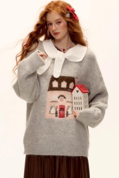 Jacquard Embroidered Wool Sweater