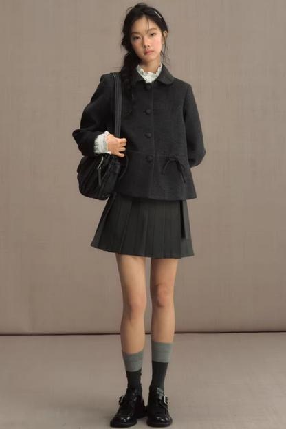 Retro Woolen Doll Collar Blazer