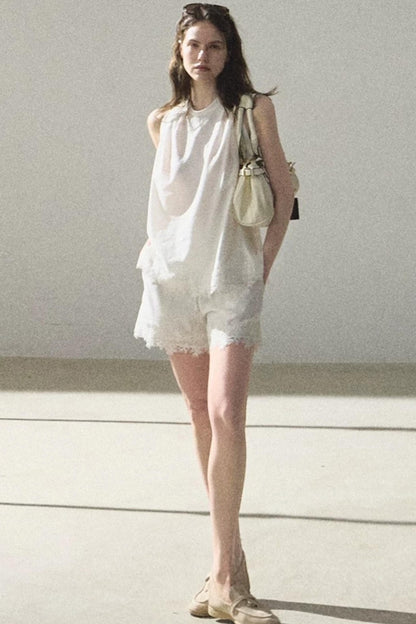 Lyocell-Camisole mit Spitze im Morgenstil