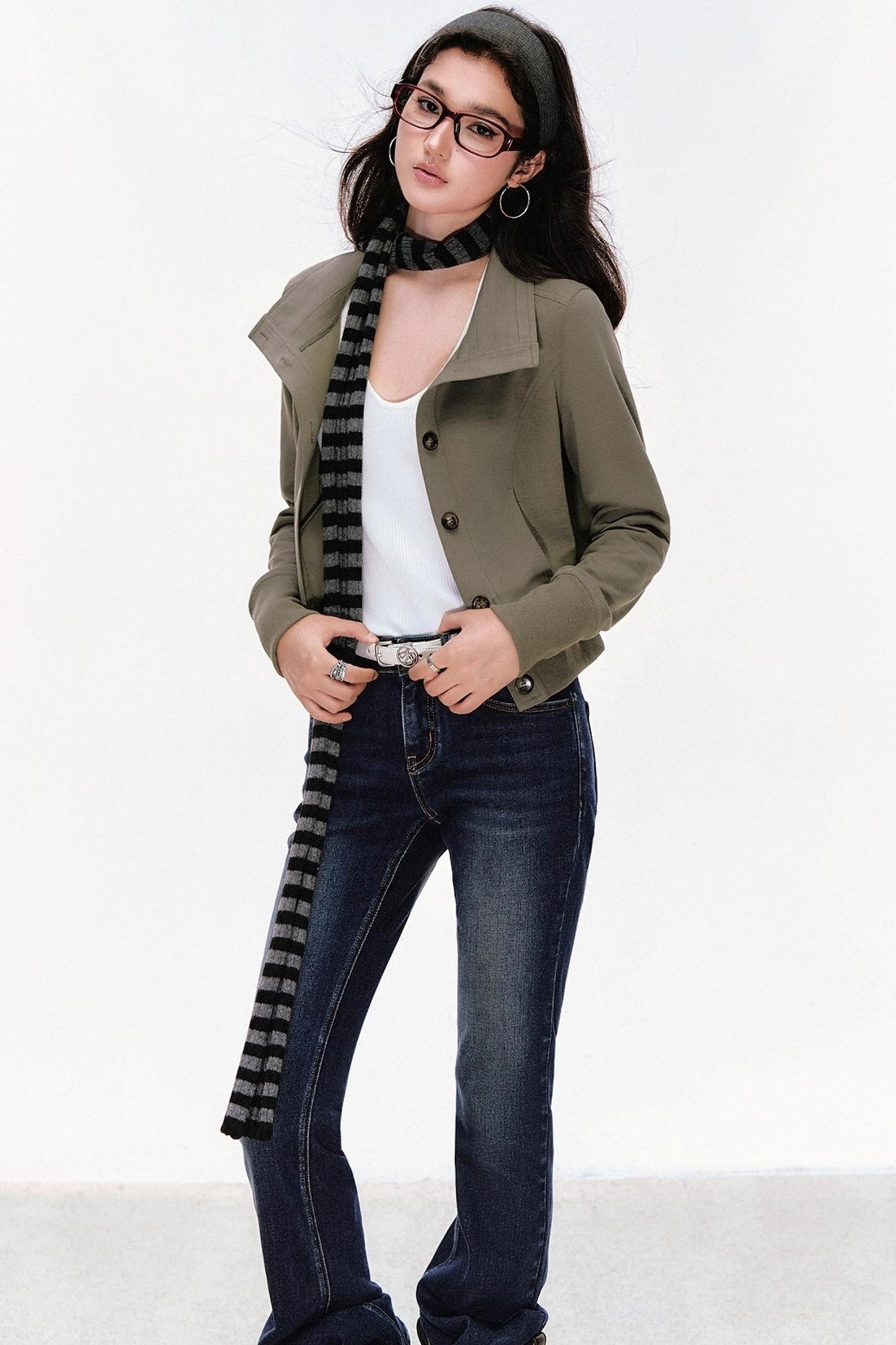 Vintage Stand-Up Collar Short Jacket