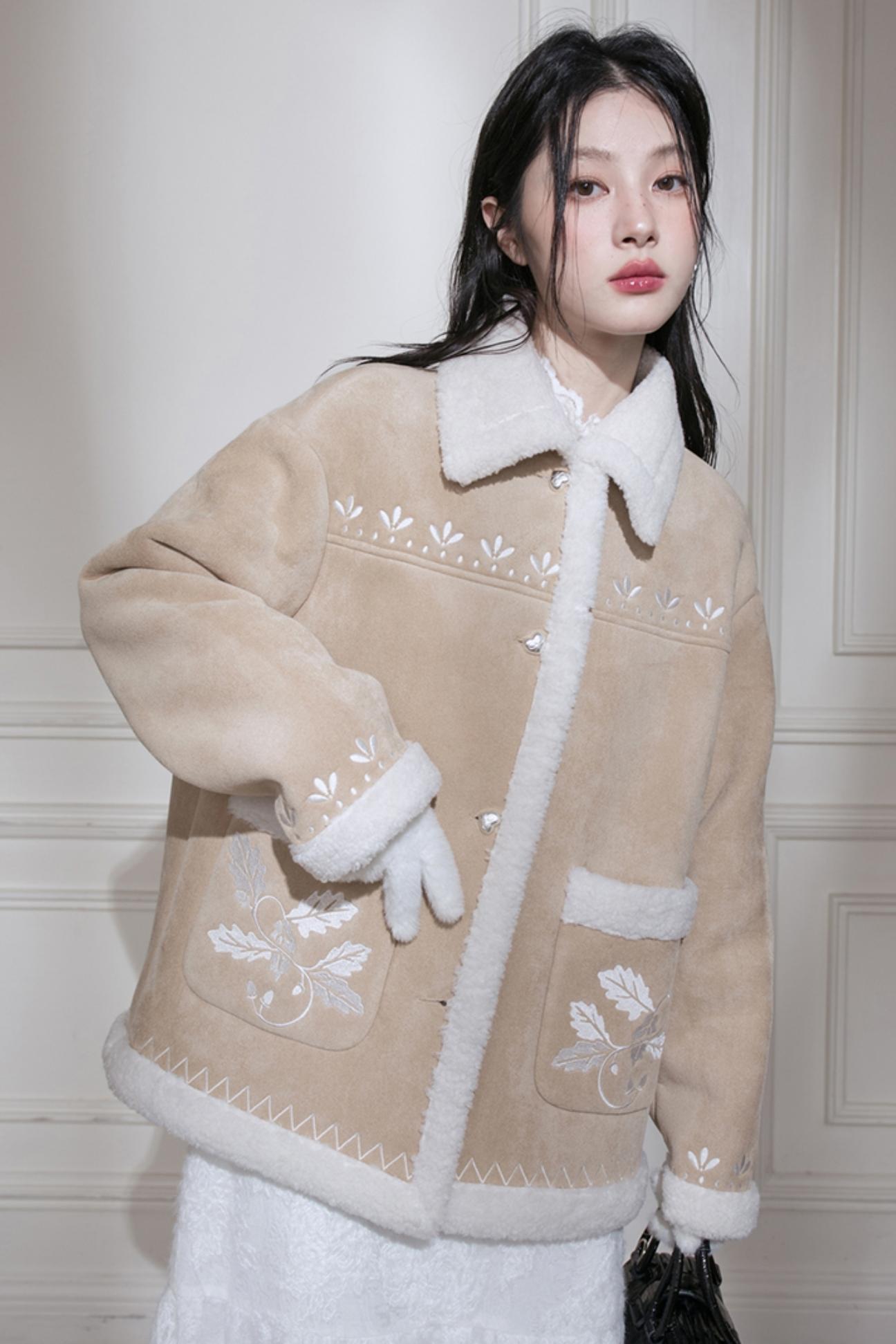 Warm Suede Embroidery Jacket