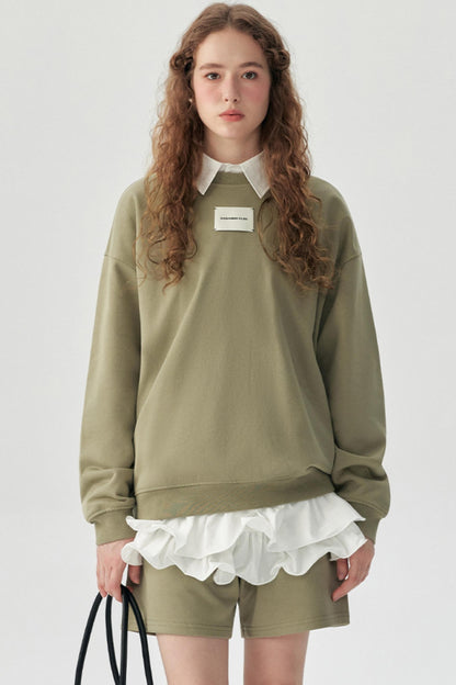 Autumn Heavy Cotton Crew Neck Sweatshirt Set-Up