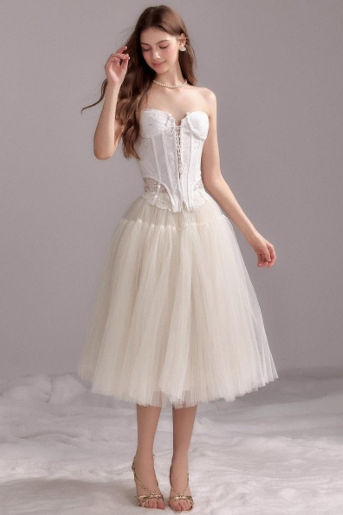 Herringbone Lace Bandeau Skirt Set-Up