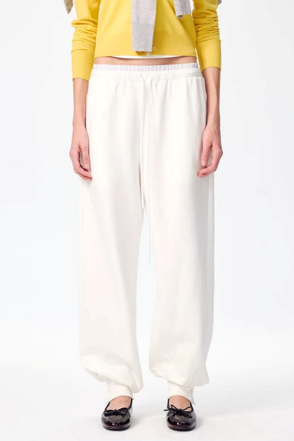 Patchwork Double Waistband Jogger Pants