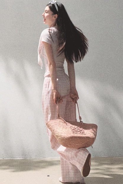 Wide-Leg Tencel Hemp Pants Set-Up