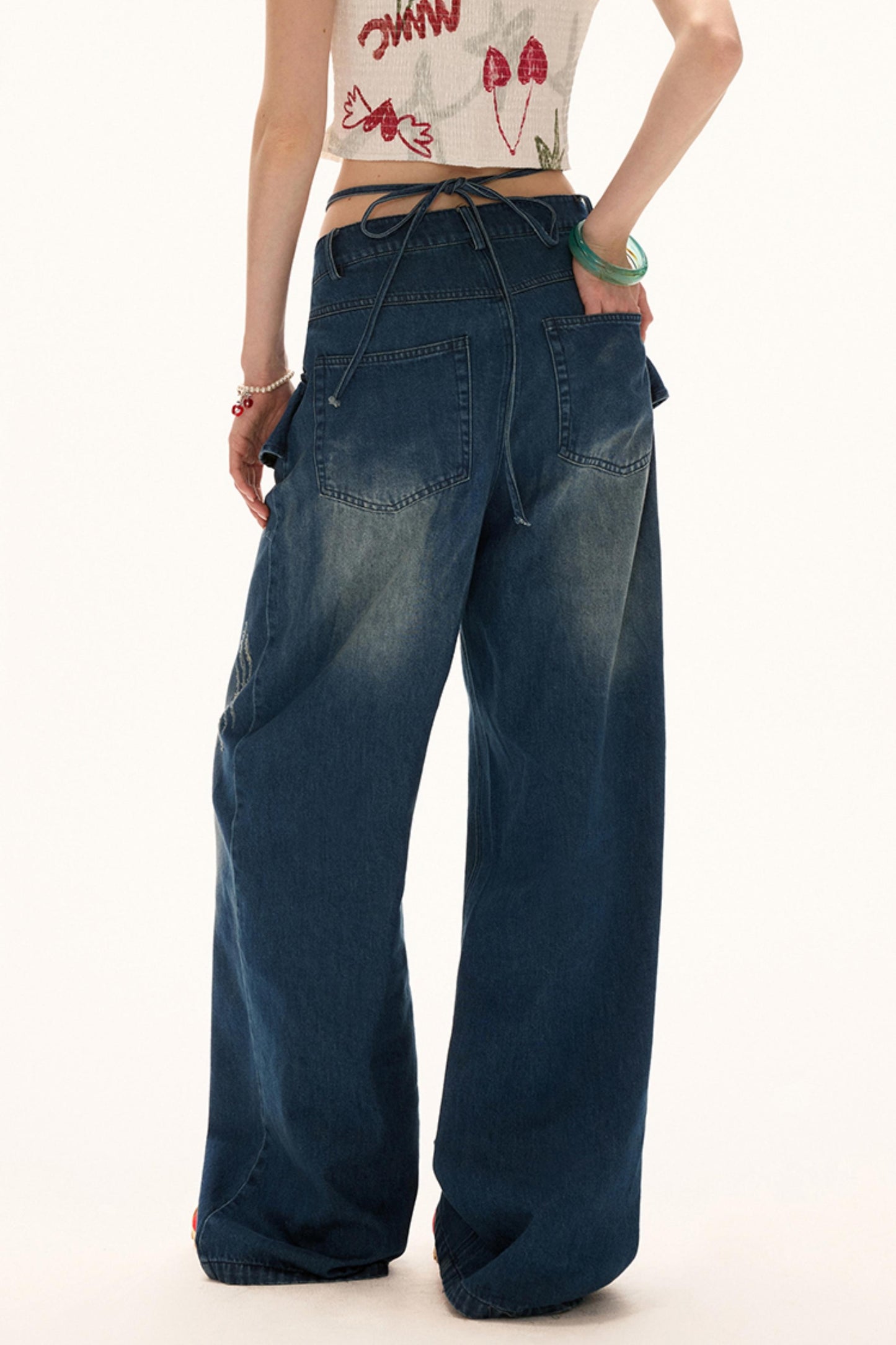 Vintage Black Lotus Leaf Jeans