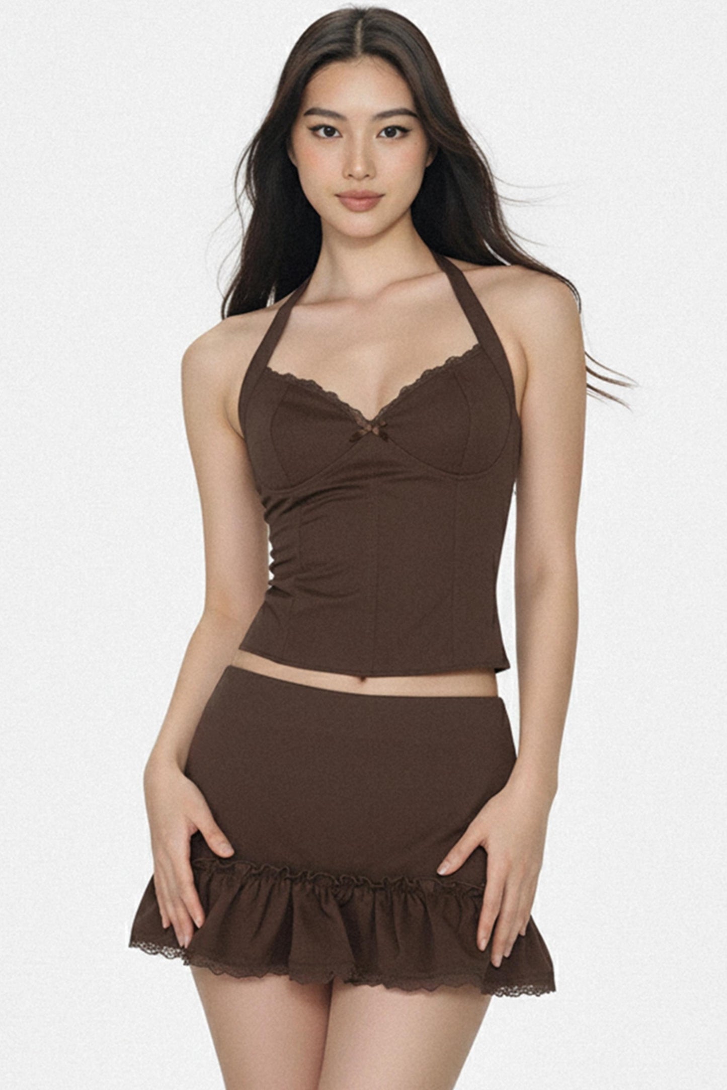 Retro Lace Patchwork Tank Top Set