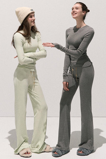 Soft Crewneck Knitwear Trouser Set-Up