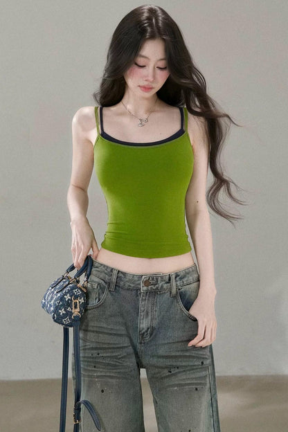 Contrasting Mesh Camisole Top