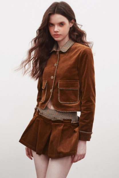 Corduroy Cardigan Suit Top Set-Up