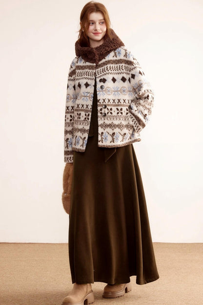 Fair Island Lamb Wool Hooded Coat