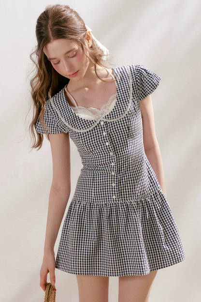 Lyocell French Lace Plaid Dress Set-Up