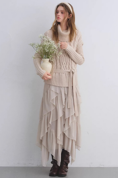 Wool Blend Cable Knit Sweater