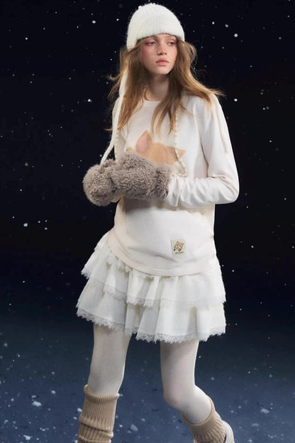 Little Deer Fluffy Blouse Top