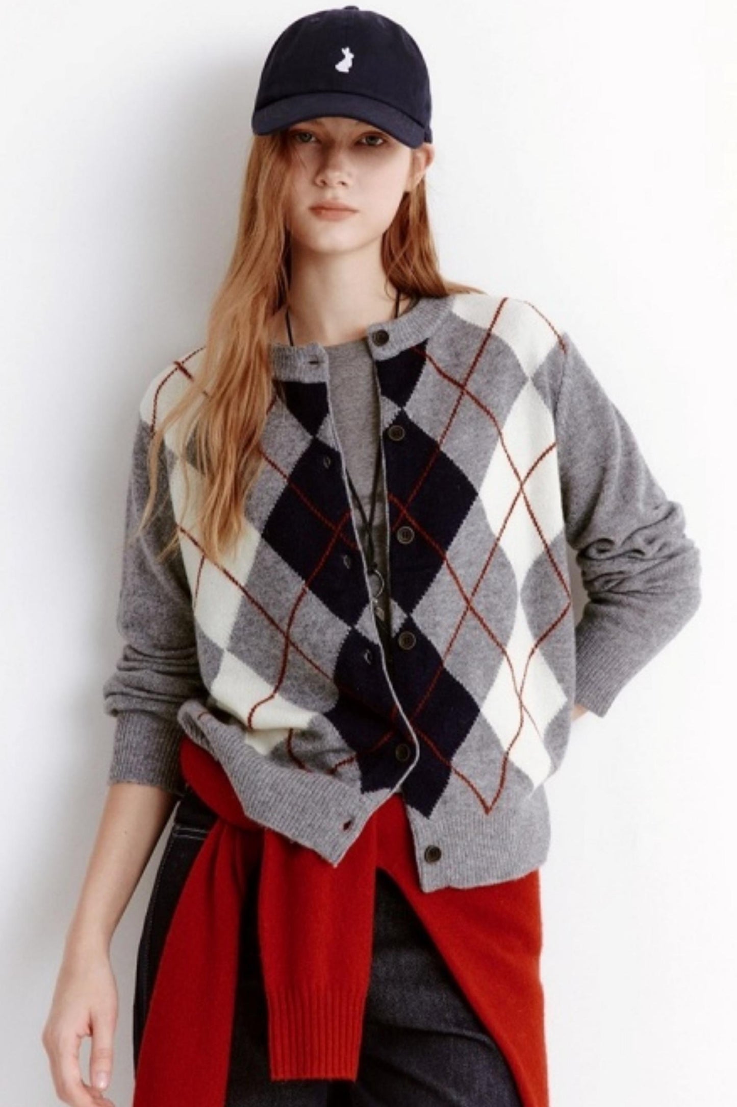 Velvet Diamond Crew Neck Cardigan