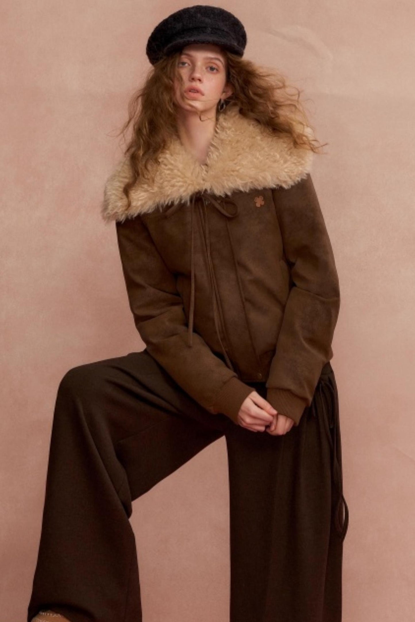 Pleated Bow Woolen Pants