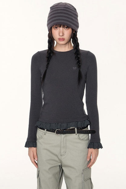 Lace Embroidery Slim Top