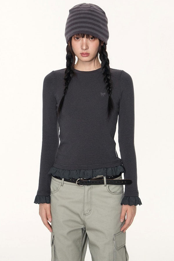 Lace Embroidery Slim Top