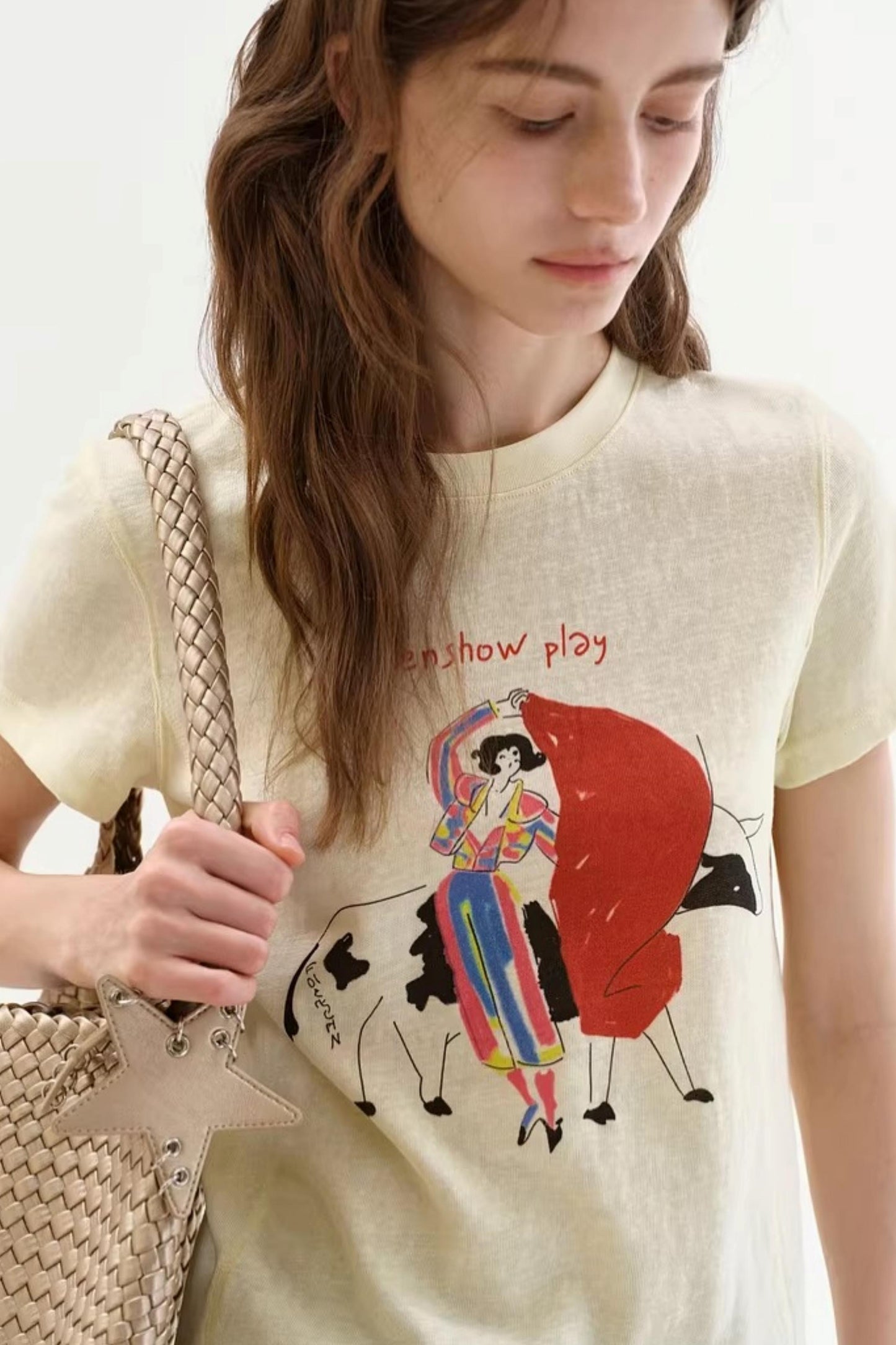 Linen Blend Retro Printed Top