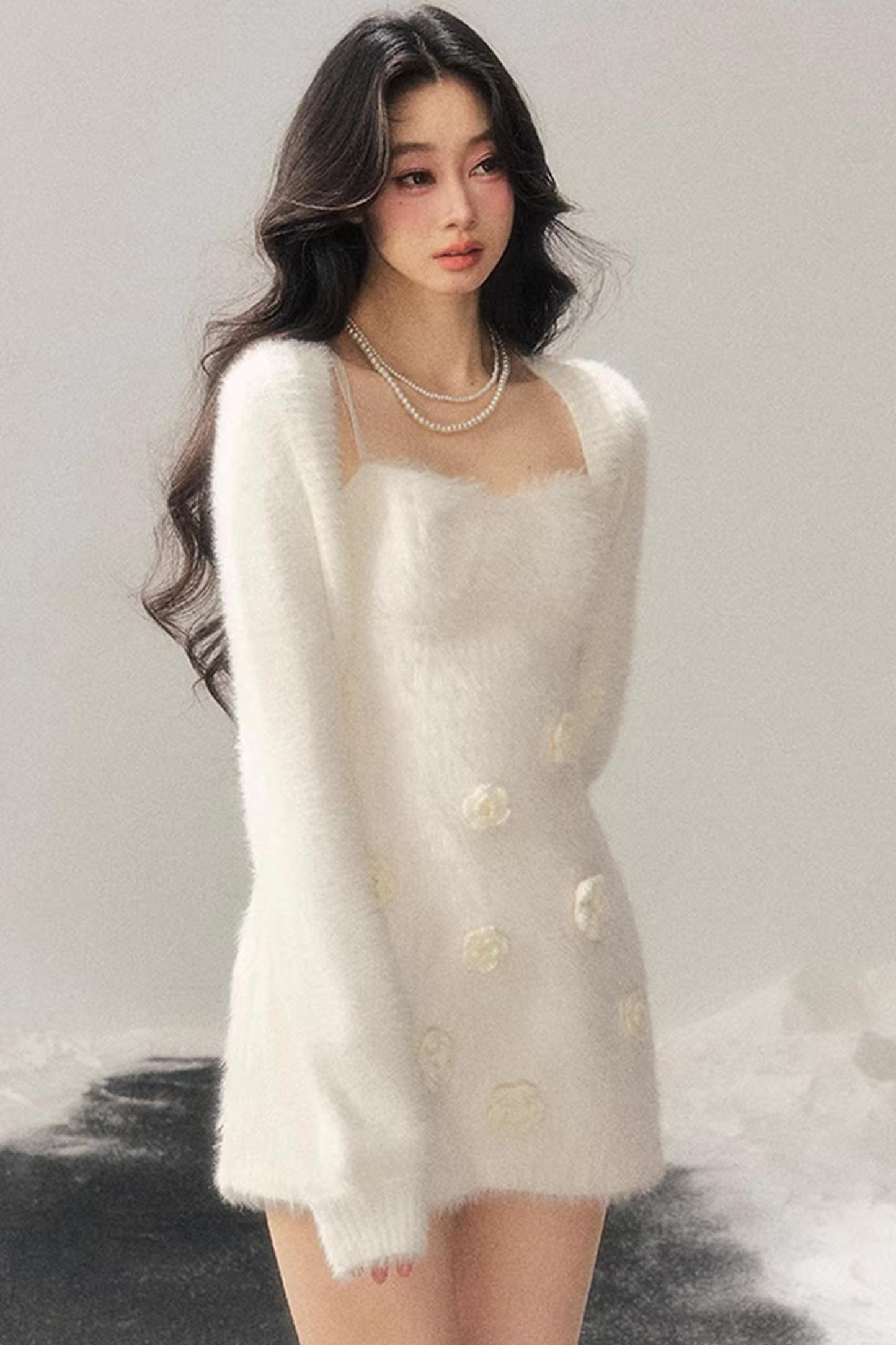 Three-Dimensional Floral Winter Dress