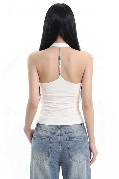 Vintage Schwarzes Neckholder-Oberteil