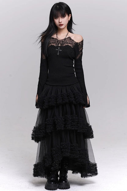 Brown Fluffy Cake Skirt