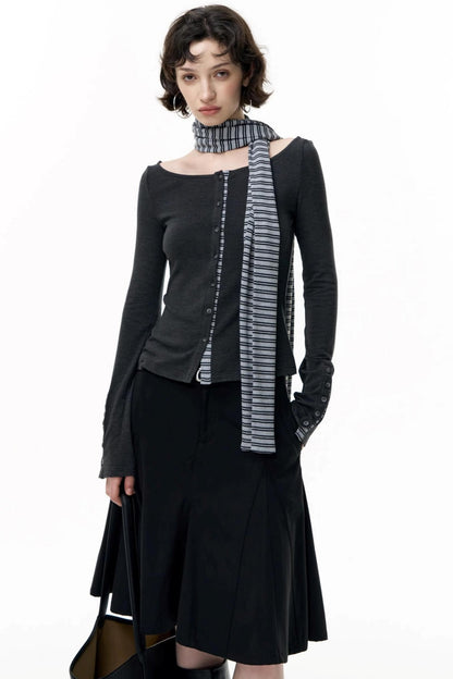 Off-the-Shoulder Striped Tops