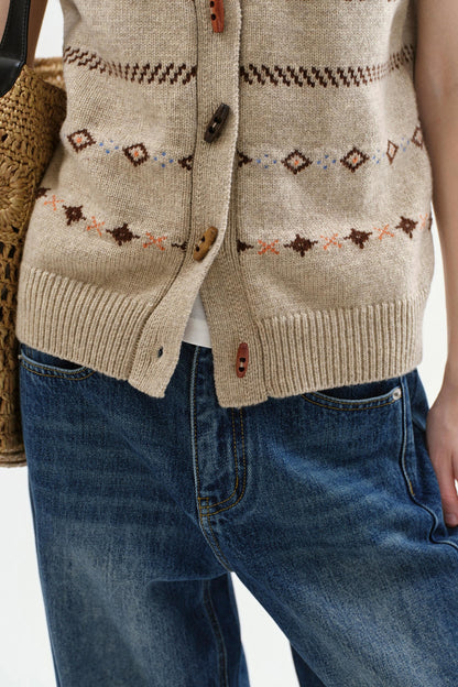 Geometric Wool Blend Vest