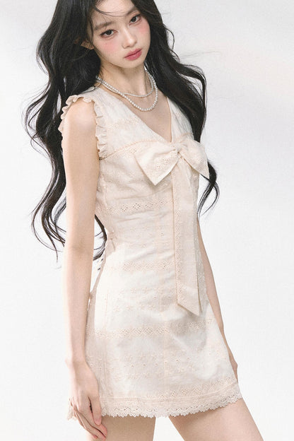 Summer Lace V-Neck Mini Dress