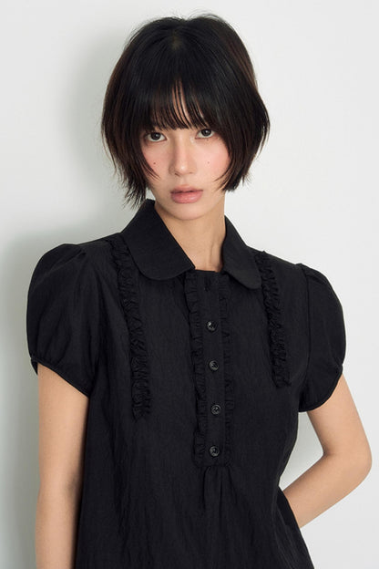 Flocked Polka Dot Umbrella Retro Skirt Set-Up