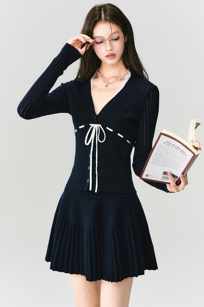 Pleated Knit Skirt & Top Set-Up