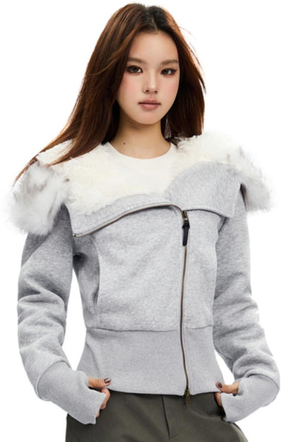 Cropped Slim Fit FURLAR COLLAR COTTON JACKET