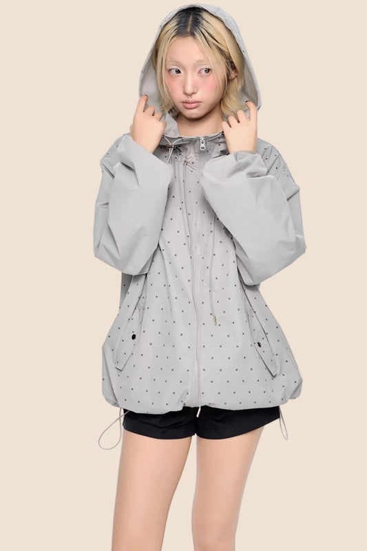 Polka Dot Hooded Sweatshirt
