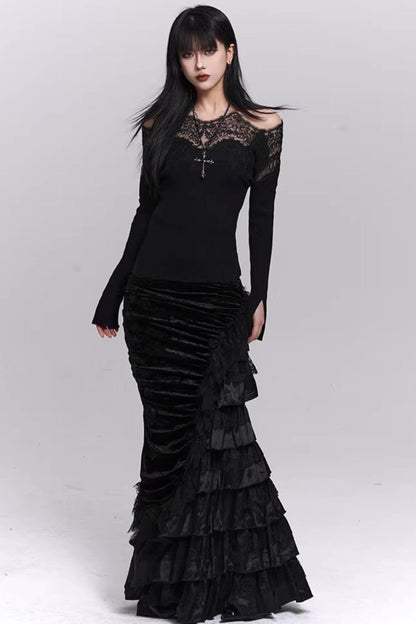 Ghostly Black Off-Shoulder Top