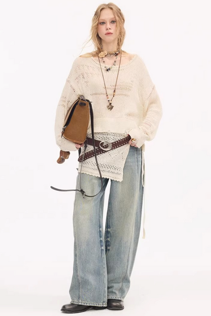 Split Hem Stretchy Denim Pants