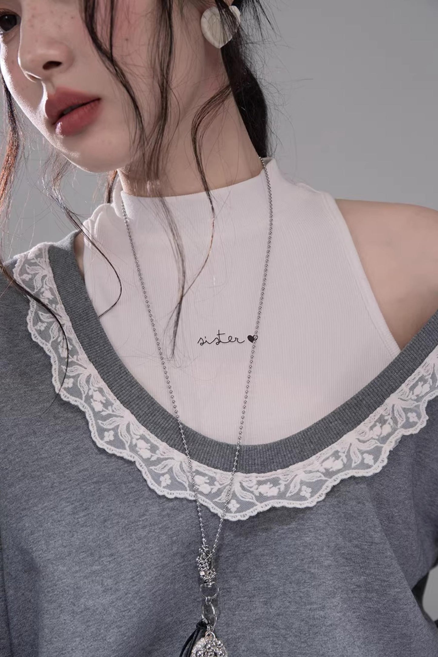 Chenwu Gray Pleated Three-Piece Set