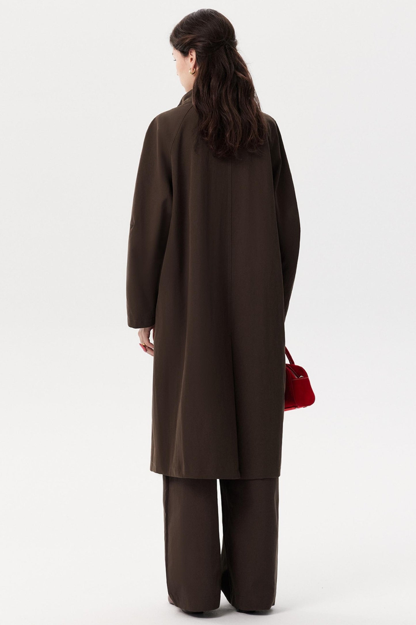 Paper-Textured Stand-Up Collar Coat