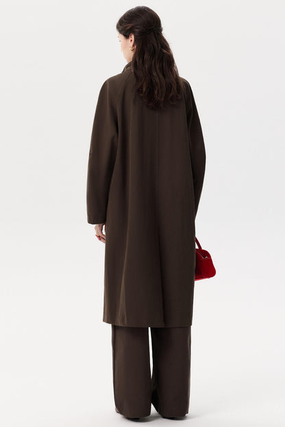 Paper-Textured Stand-Up Collar Coat