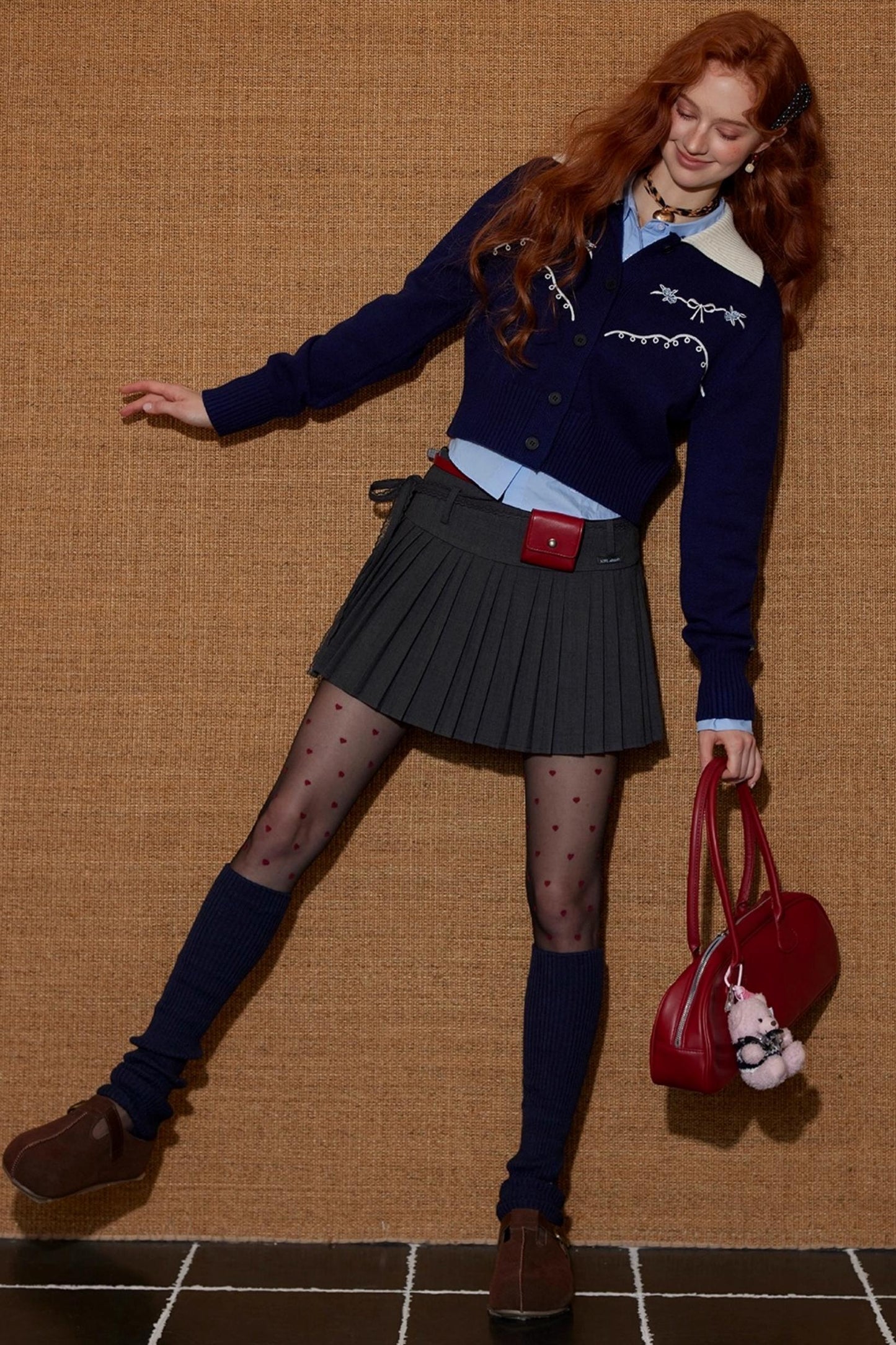 Color-Blocked Embroidered Cardigan